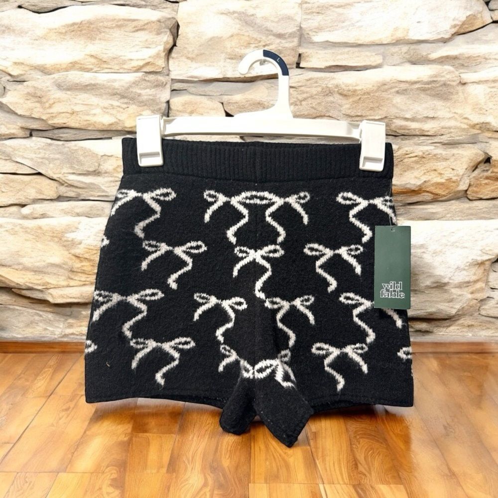 Wild Fable Black and White High Waist Skeleton Shorts